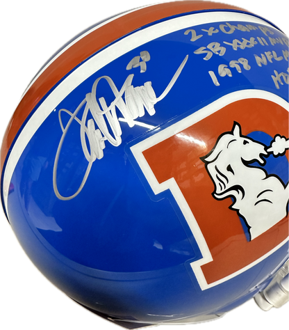 Terrell Davis  HOF  4 Scrpits Denver Full Size Orange Speed Authentic Football Helmet (JSA)
