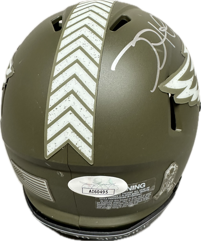 Jalen Hurts Philadelphia Salute to Service Signed Mini Football Helmet (JSA)