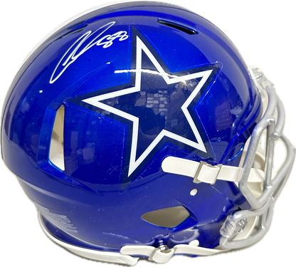 CeeDee Lamb Signed Full Size Blue Helmet Authentic Football Helmet (JSA)