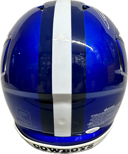 CeeDee Lamb Signed Full Size Blue Helmet Authentic Football Helmet (JSA)