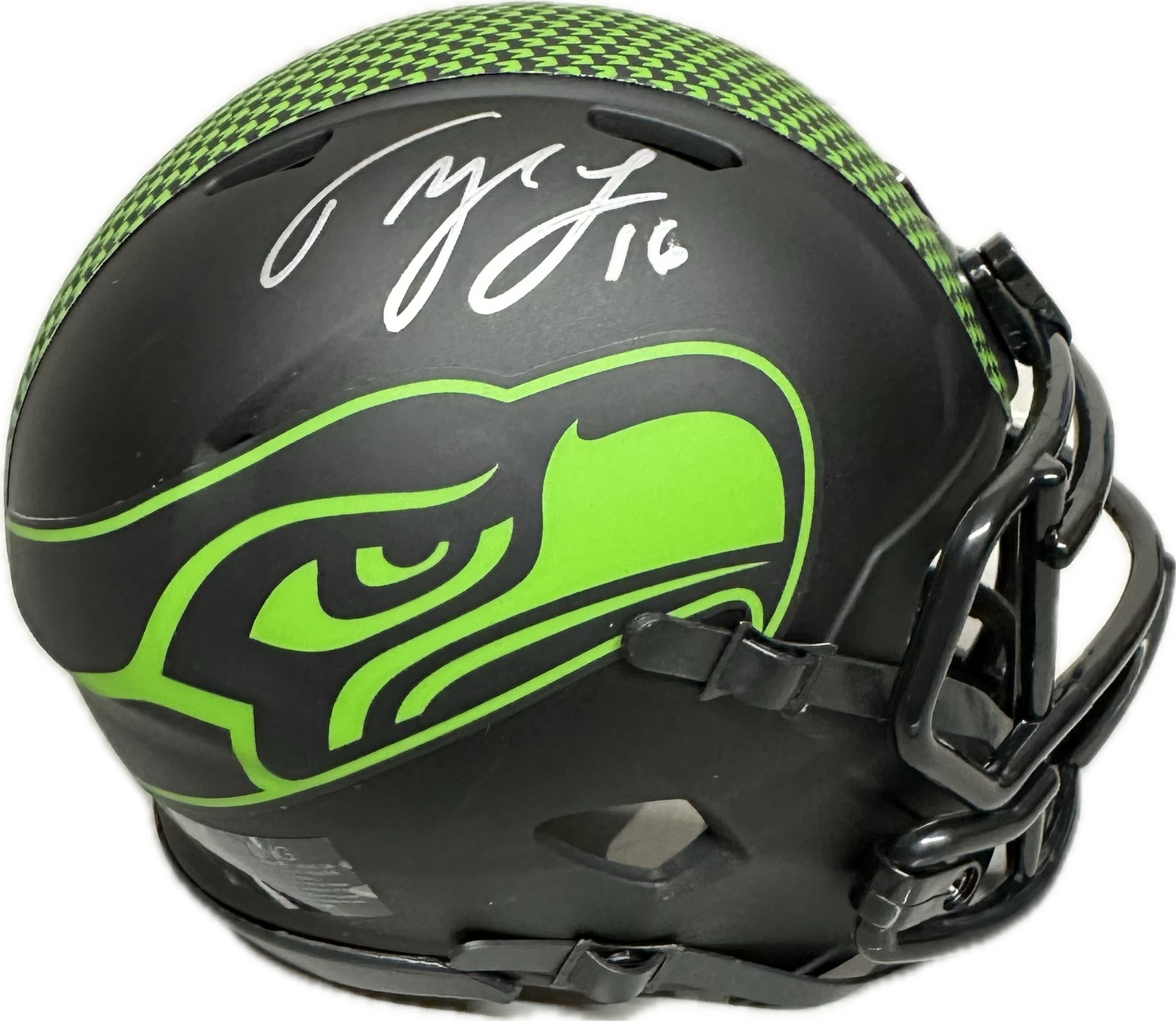 Tyler Lockett Seattle Black Signed Mini Football Helmet (JSA)