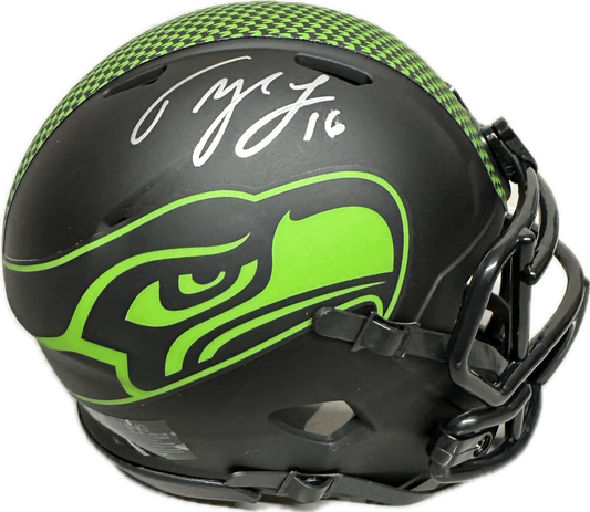 Tyler Lockett Seattle Black Signed Mini Football Helmet (JSA)