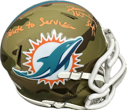 Ricky Williams "Salute to Service" Inscription Miami Signed White Mini Football Helmet (JSA)