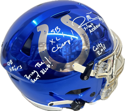 Robert Mathis "Super Bowl XLI" Mega Inscription: Full Size Indianapolis Mirror Blue Speed Authentic Football Helmet (JSA)