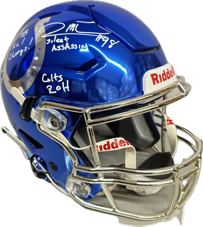 Robert Mathis "Super Bowl XLI" Mega Inscription: Full Size Indianapolis Mirror Blue Speed Authentic Football Helmet (JSA)