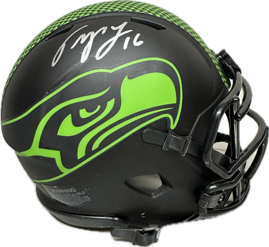 Tyler Lockett Seattle Signed Black Eclipse Mini Football Helmet (JSA)