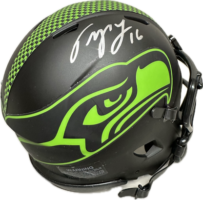 Tyler Lockett Seattle Signed Black Eclipse Mini Football Helmet (JSA)