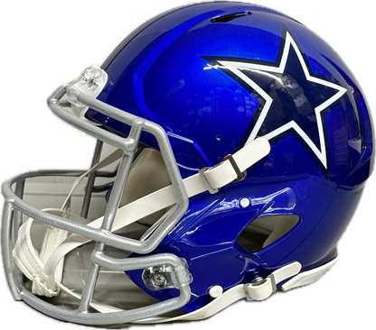 CeeDee Lamb Signed Full Size Blue Helmet Authentic Football Helmet (JSA)