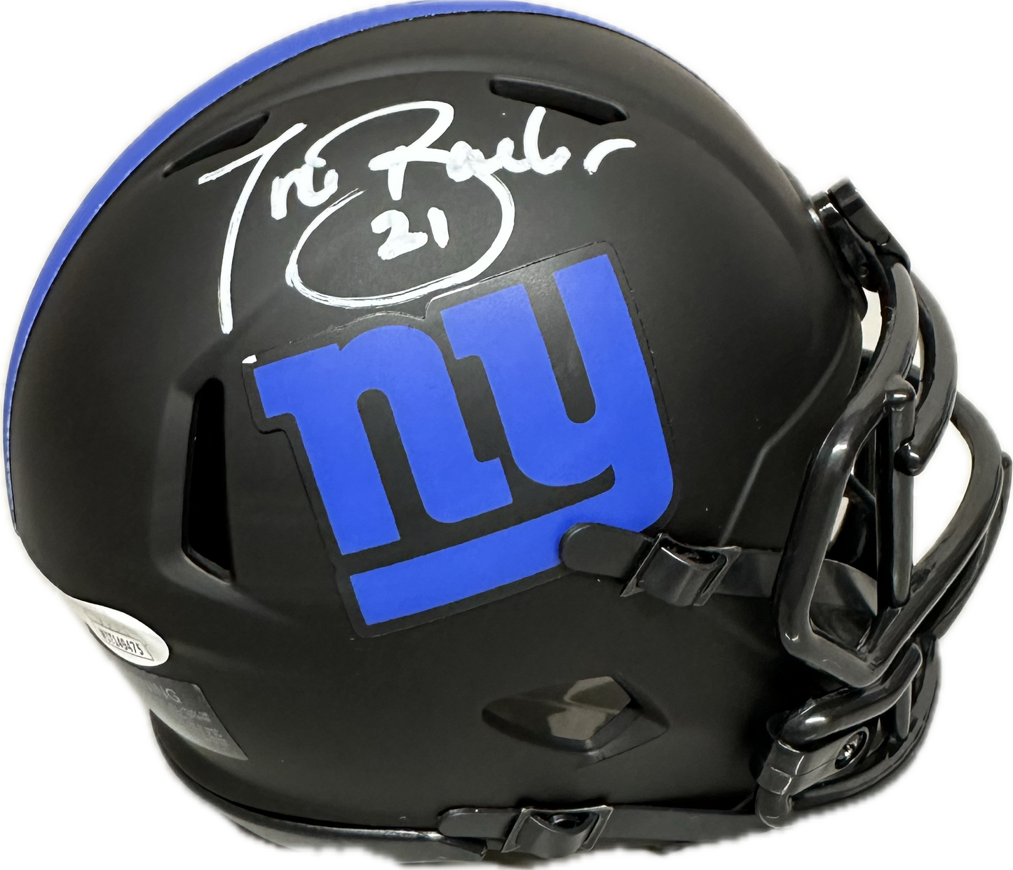 Tiki Barber Signed New York  Eclipse Mini Football Helmet (JSA)