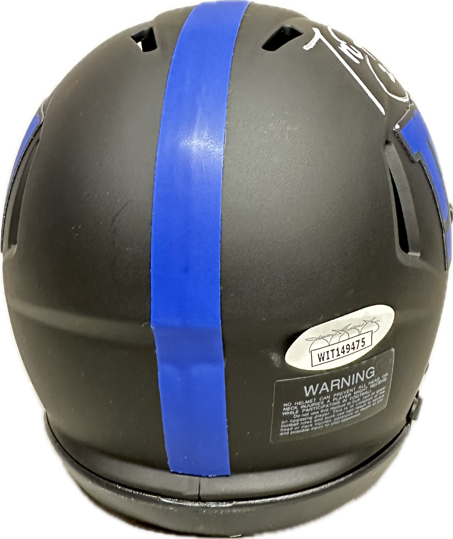 Tiki Barber Signed New York  Eclipse Mini Football Helmet (JSA)