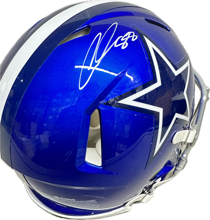 CeeDee Lamb Signed Full Size Blue Helmet Authentic Football Helmet (JSA)