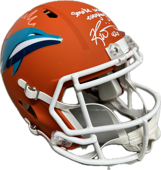 Ricky Williams "420 Smoke Everyday" Inscription Miami Orange Full Size Football Helmet (JSA)