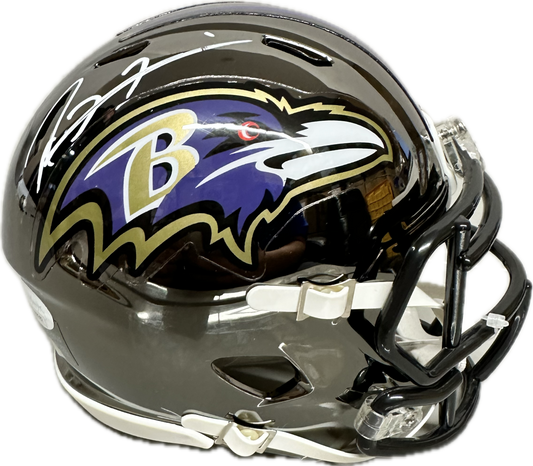 Ray Lewis Baltimore Chrome Speed Mini Football Helmet (JSA)