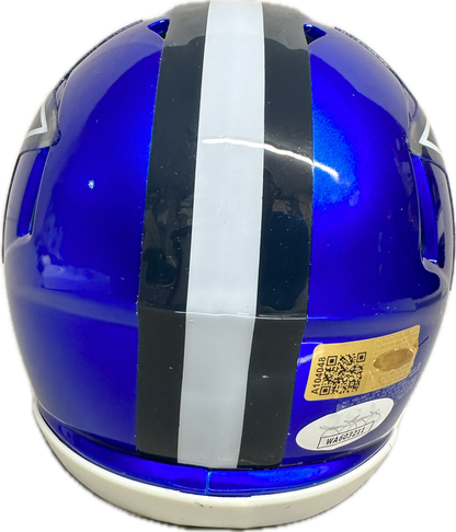 Dorance Armstrong Dallas Signed Blue Spped Mini Football Helmet (JSA/PIA)