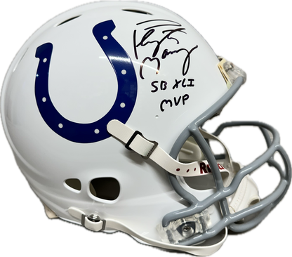Peyton Manning Inscription "SB XLI MVP" Indianapolis Signed Full Size Football Helmet (JSA)