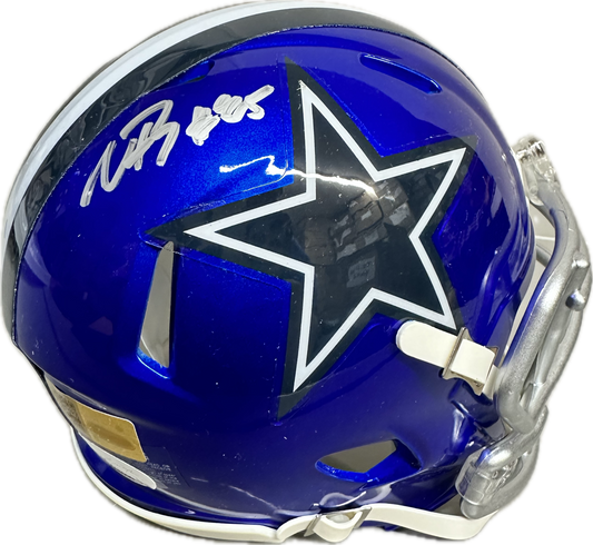 Noah Brown Dallas Signed Flash Blue Spped Mini Football Helmet (JSA/PIA)