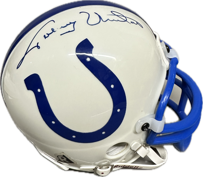 Johnny Unitas Indianapolis White Mini Football Helmet (JSA)