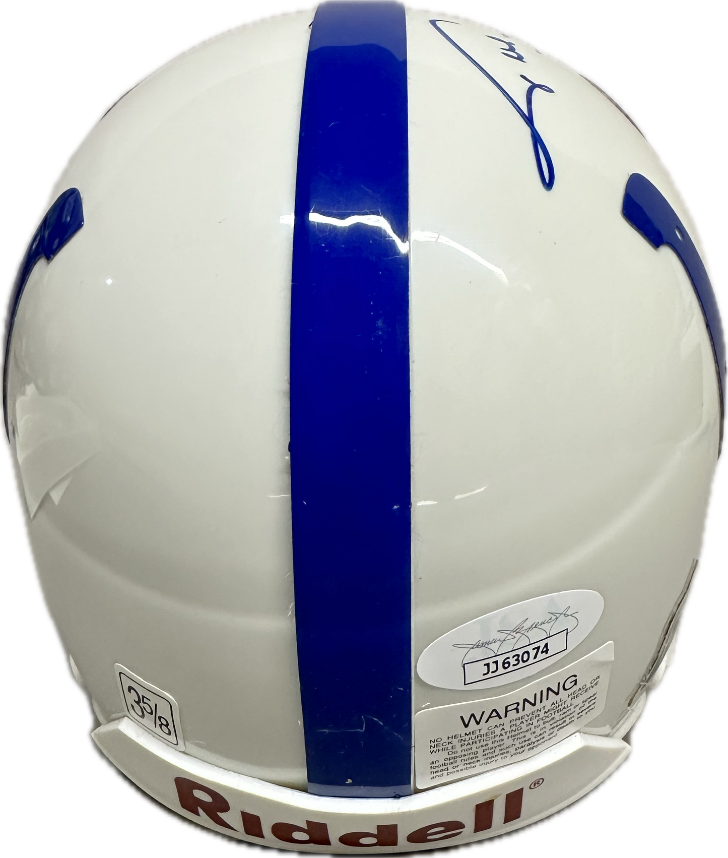 Johnny Unitas Indianapolis White Mini Football Helmet (JSA)