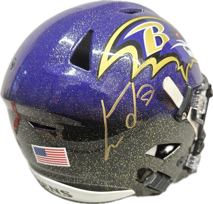 Lamar Jackson Signed Full Size Helmet Sparkle Flex Flash Speed Authentic Football Helmet (JSA)