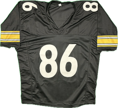 Hines Ward Autographed Custom Pittsburgh Black Football Jersey (JSA)