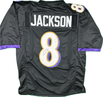 Lamar Jackson Custom Baltimore Black Autographed Football Jersey (JSA)