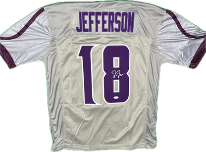 Justin Jefferson Signed Custom Grey Minnesota Football Jersey (JSA)