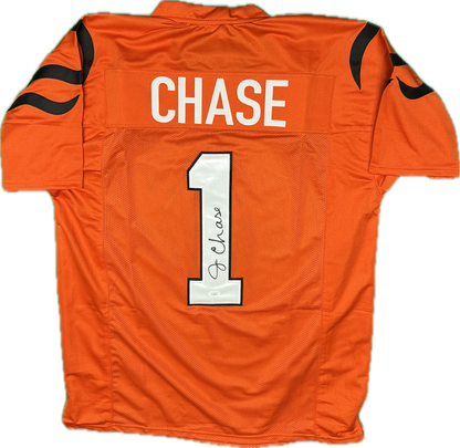 Ja'Marr Chase Signed Custom Orange Cincinnati Football Jersey (PIA/JSA)