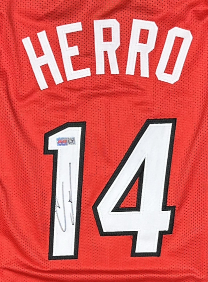 Tyler Herro Autographed Miami Custom Red Basketball Jersey PIA