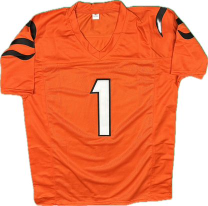 Ja'Marr Chase Signed Custom Orange Cincinnati Football Jersey (PIA/JSA)