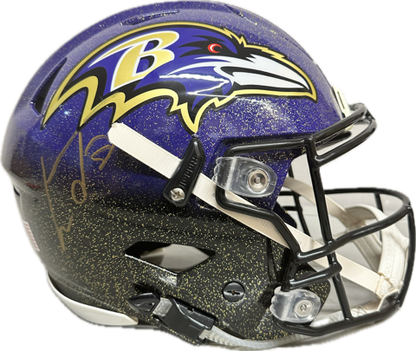 Lamar Jackson Signed Full Size Helmet Sparkle Flex Flash Speed Authentic Football Helmet (JSA)