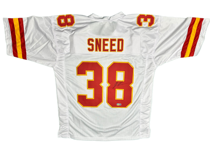 L'Jarius Sneed Signed White Super Bowl Chiefs Custom Autographed Football Jersey (PIA)