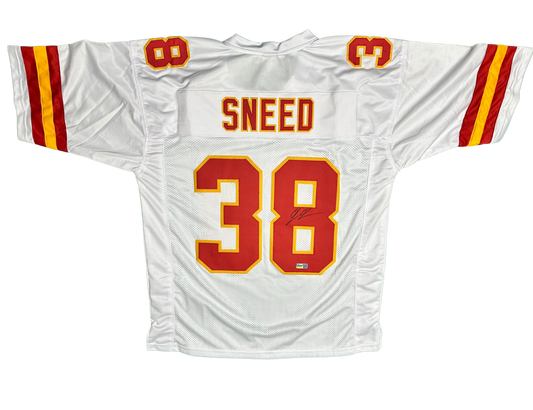 L'Jarius Sneed Signed White Super Bowl Chiefs Custom Autographed Football Jersey (PIA)