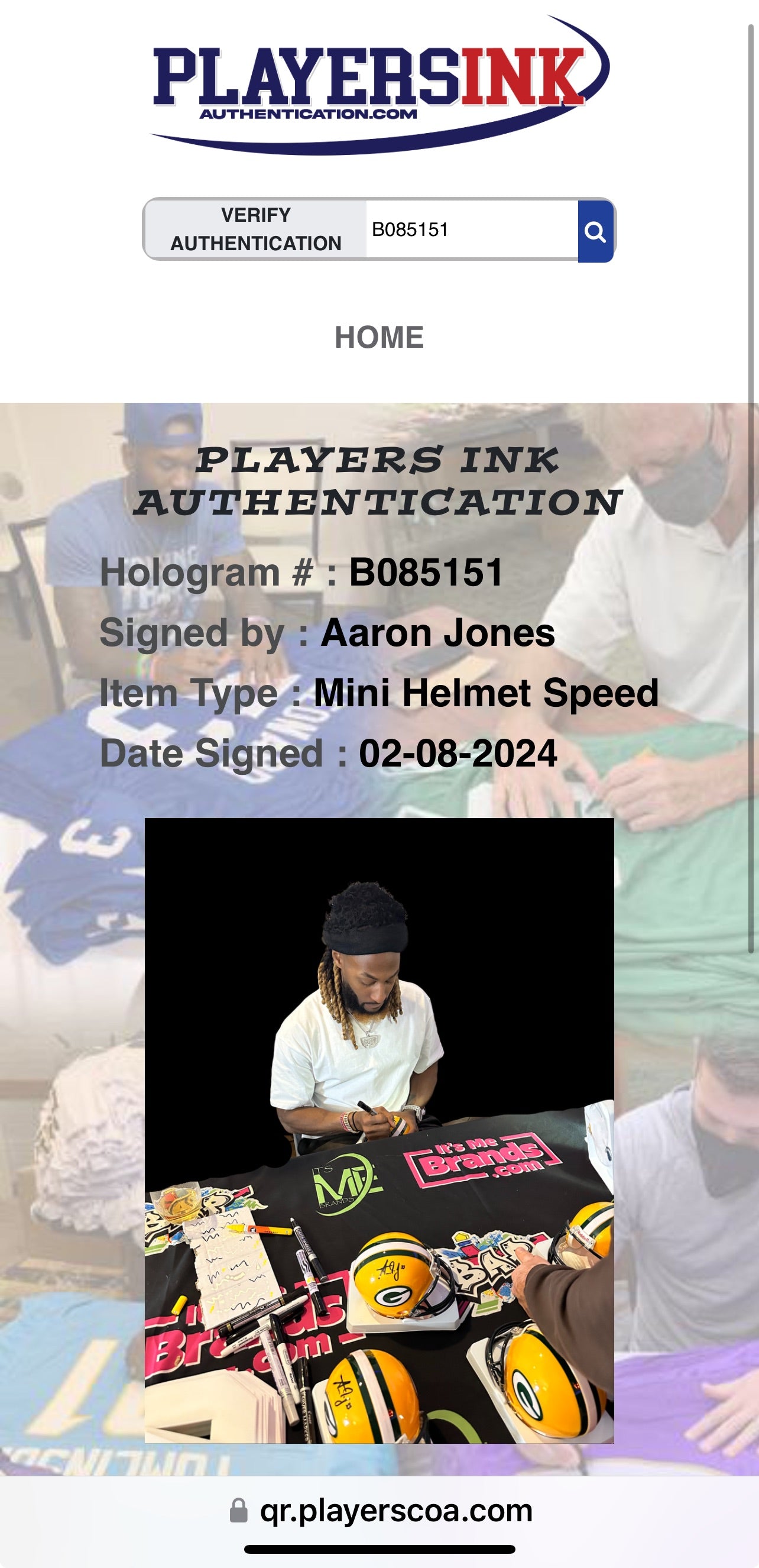 Aaron Jones Signed Green Bay Speed Mini Football Helmet (JSA & PIA)