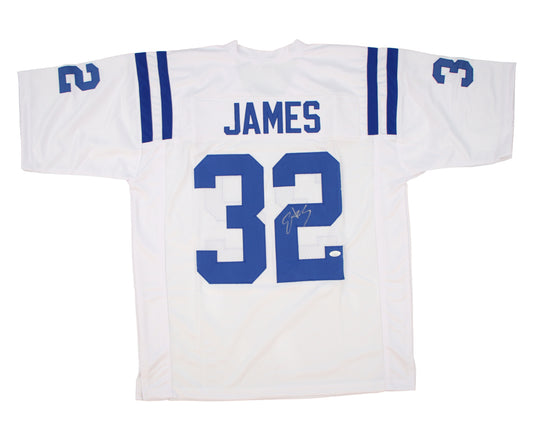 Edgerrin James Signed Indianapolis White Football Jersey (JSA)