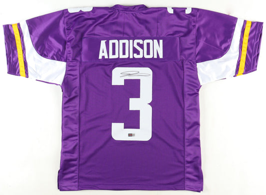 Jordan Addison Signed Vikings Custom Autographed Football Jersey (PIA)