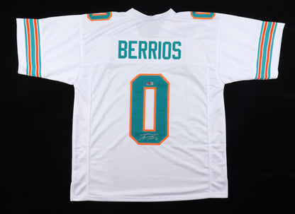 Braxton Berrios Signed Custom Miami White Football Jersey (PIA)