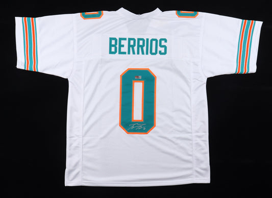 Braxton Berrios Signed Custom Miami White Football Jersey (PIA)