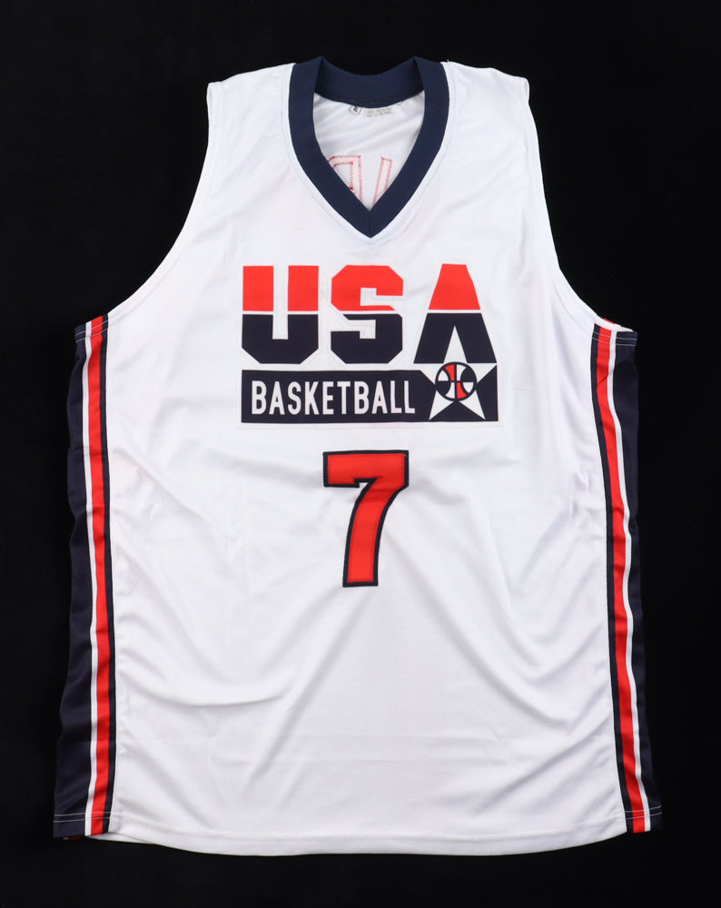 Larry Bird White Custom Team USA Autographed Basketball Jersey (PIA/JSA)