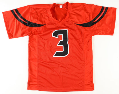 Tank Dell Autographed Houston Custom Football Red Jersey (PIA)
