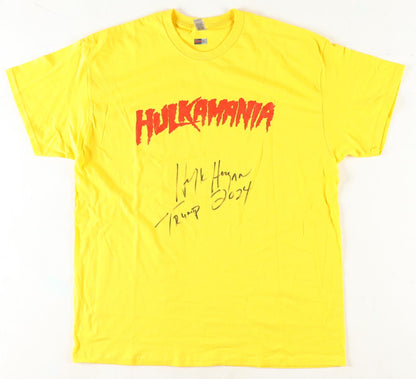 Hulk Hogan Custom Autographed Yellow Hulkmania Shirt (PIA/PSA) Trump 2024