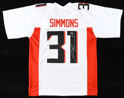 Justin Simmions Signed Atlanta White Football Jersey (PIA)