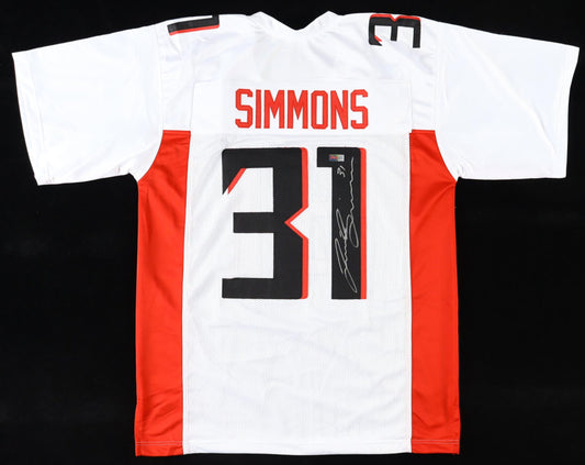 Justin Simmions Signed Atlanta White Football Jersey (PIA)