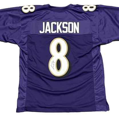 Lamar Jackson Custom Baltimore Purple Autographed Football Jersey (JSA)