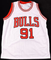 Dennis Rodman White Custom Chicago Autographed Basketball Jersey (PIA)